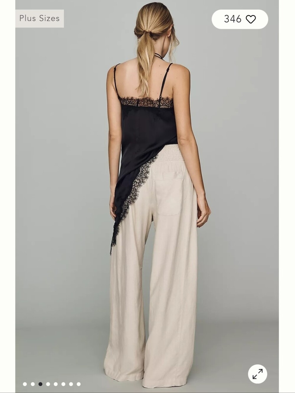 Anthropologie Pilcro Reese Smocked Linen Blend Wide Leg Pants Silver Sage 2X - Picture 4 of 6